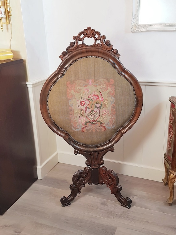 Antique French Tapestry Fire Screen Victorian Period Etsy