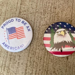 Vintage patriottische knopspelden: zeearend en Amerikaanse vlag