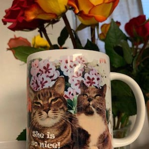 Personalized Cat Photo Collage Mug: Custom Name Message Tea Coffee Cup