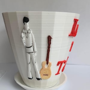 3d gedruckter Pflanztopf. Sukkulenten Mini Überbauer. Elvis Presly Design. Liebe mich zärtlich. Für Wohndekoration. Pflanzentopf.