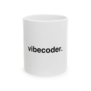 Vibecoder-mugg, minimalistisk AI-kaffemugg, rolig teknikgåva för programmerare, ingenjör, AI-älskare, vit keramikmugg 313 ml