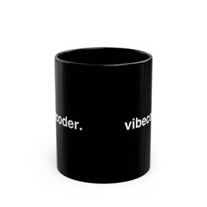 Vibecoderマグカップ、ミニマリストAIコーヒーマグ、プログラマー、エンジニア、AI愛好家への面白いテクノロジーギフト、黒セラミックマグカップ 11オンス 15オンス