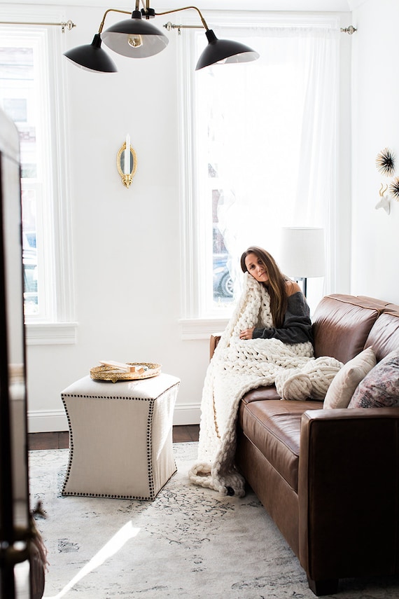 Vegan Chenille Blanket, 100% Polyester, 25X30", 30X40", 40X50", 40X60", Throw, Chunky Knit, Super Soft, Home Decor, Handmade, Vegan Yarn