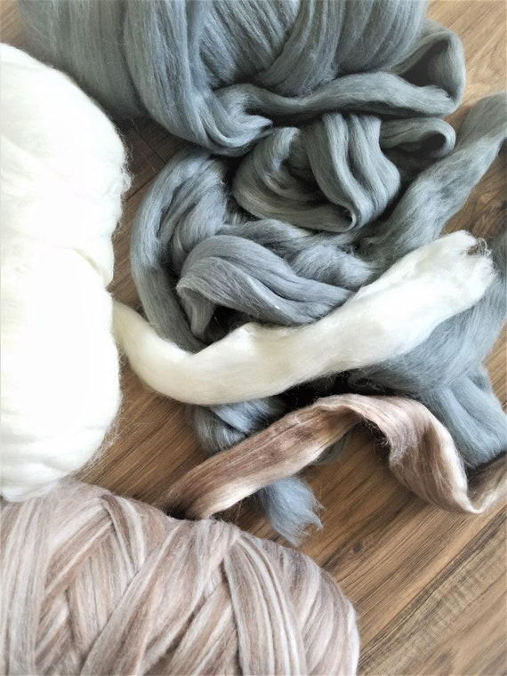 Vegan Polyester/Acrylic Yarn, Chunky Yarn, Jumbo Yarn, Classic White Yarn, Silver Mist Yarn, Cappuccino Yarn, Knitting Materials, Blankets