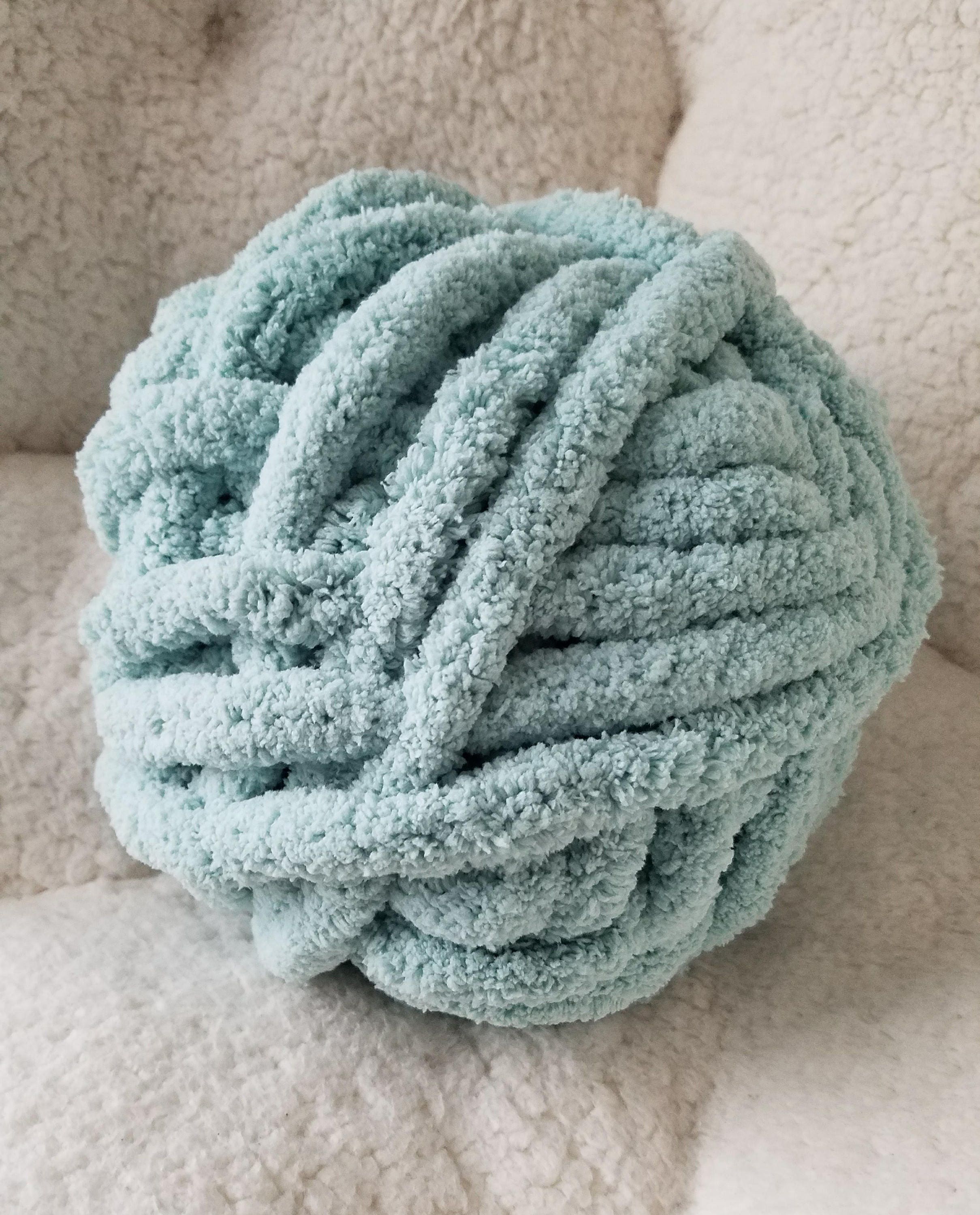 Chenille Yarn, 100 Polyester, Vegan, Chunky Yarn, Jumbo Yarn, Adriatic