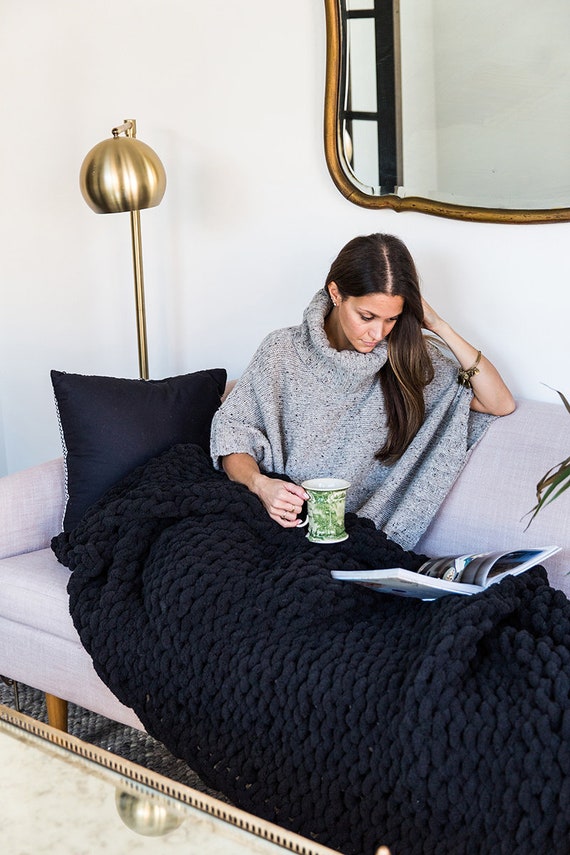 Vegan Chenille Blanket, 100% Polyester, 25X30", 50X60", 50X70", 62X74", 60X80", Throw, Chunky Knit, Super Soft, Home Decor, Handmade, Vegan