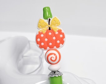 Halloween Beaded Pen, Prissy Pumpkin, Novelty Silicone Pen