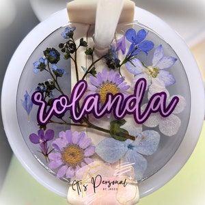 Hand Pressed Flower Stanley Tumbler Tag