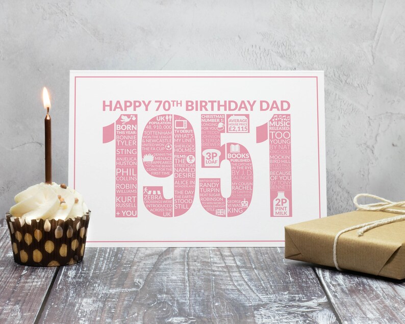 70th Birthday Card Dad Happy 70th Birthday Dad Birthday Etsy