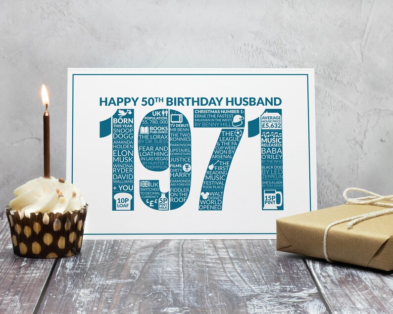 50th Birthday Card Husband Happy 50th Birthday Husband | Etsy