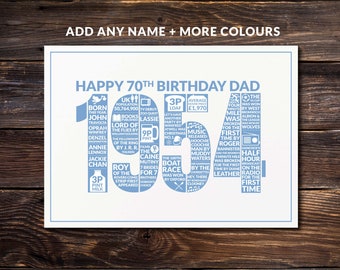 Dad 70th Birthday Card, For Man 70th, 1954 Card