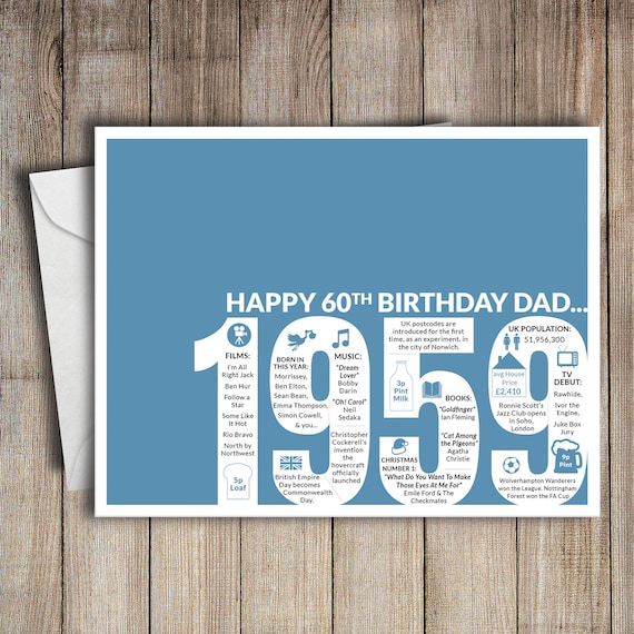 60th Birthday Card Dad / 1959 / 60 / Greeting Card / Birth | Etsy