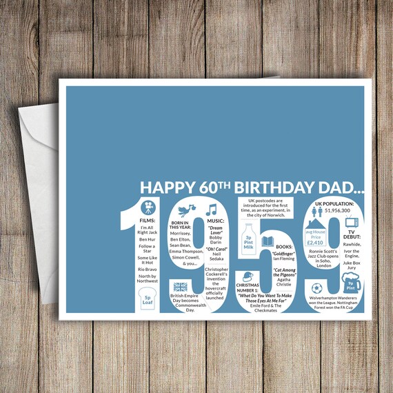 60th Birthday Card Dad / 1959 / 60 / Greeting Card / Birth | Etsy