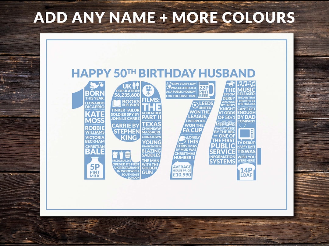 Handmade 50th Birthday Card Personalised Son Husband Dad. Any Words. Add His Hobbies. Choice Of Designs. Your Words Inside. With Envelope
