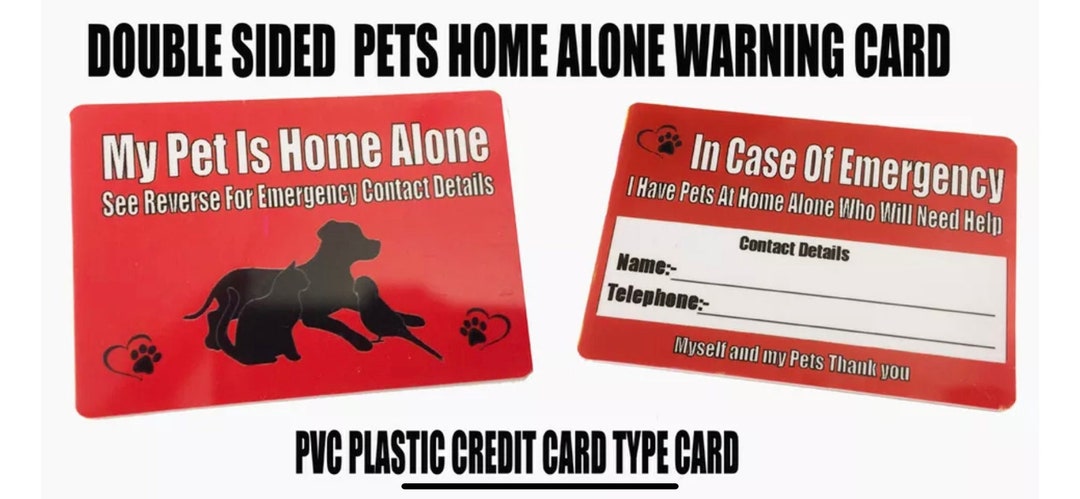 My Pet is Home Alone Card Pvc Plastic Card - Etsy UK