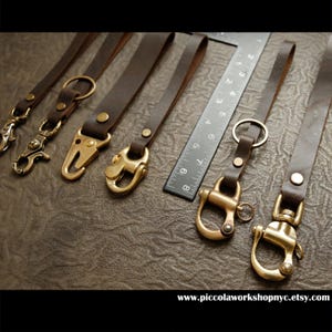 076Genuine Leather Lanyard,Antique Solid Brass Clasp Snap Keys Strap,Bracelet Keychain,Wristlet Key Holder,Leather KeyFob,Keyring,GiftForHim image 5