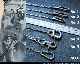 078Cartera para hombre, cadenas gruesas para cinturón, a granel, cadenas de acero de titanio macizo, cadenas de acero inoxidable, llavero para cinturón, llaveros de estilo urbano para motociclistas