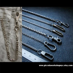 078 Cartera para hombre con cadenas gruesas, a granel, cadenas de acero de titanio macizo, llaveros, cadenas de acero inoxidable, llavero para cinturón, llavero de motociclista de estilo urbano