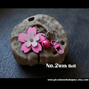 083 Genuine Leather Bag Charm,Pink,Cherry Blossom Sakura Charm,Key Ring,Key Holder,Pink Charm,For Girl,Her,Charm With Loop,Lobster Clasp