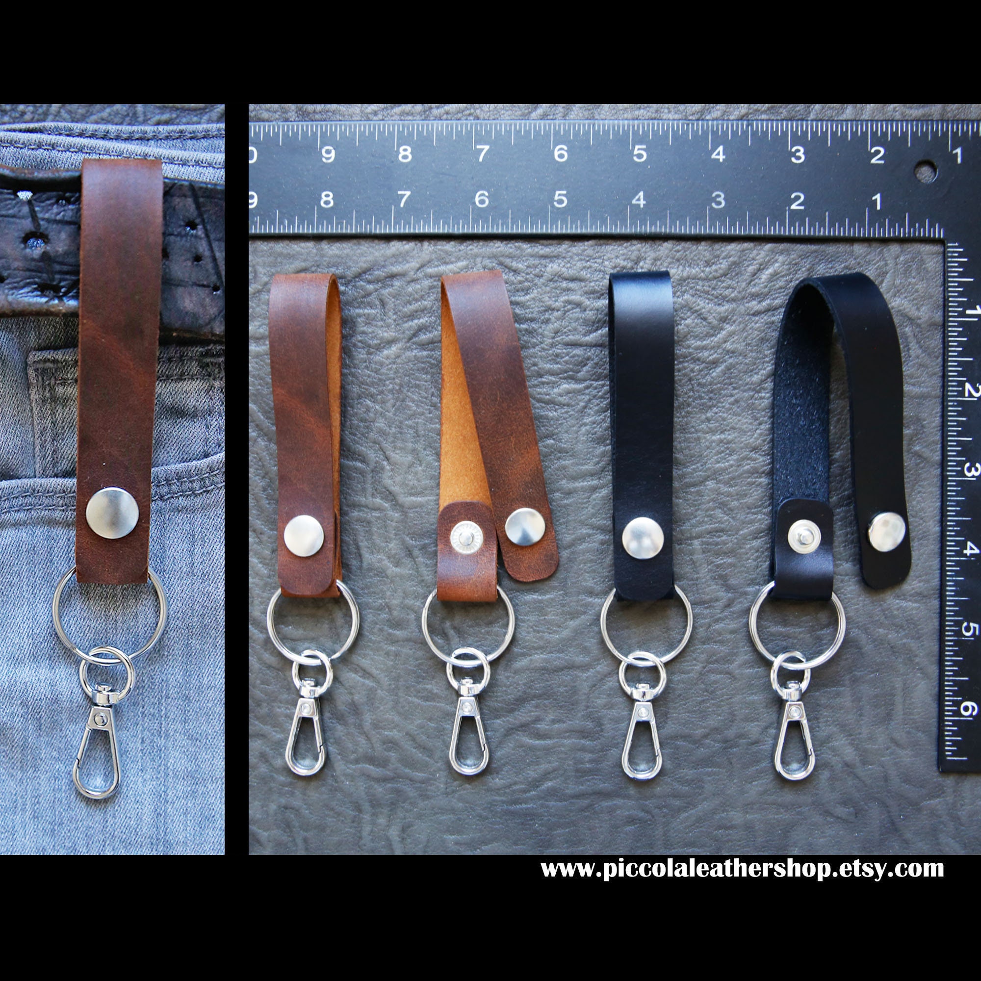 Genuine Leather Belt Clip For 1.5 Belt Keychains Keyrings Key Holder Gift