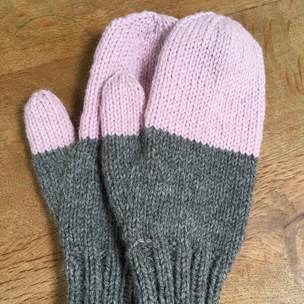 Handknitted Mittens Colour Block Luxury Soft Alpaca Wool