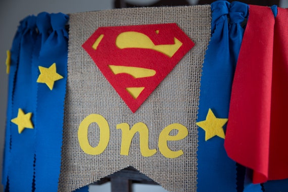 Superhero Birthday Highchair Banner Superman First Birthday Etsy