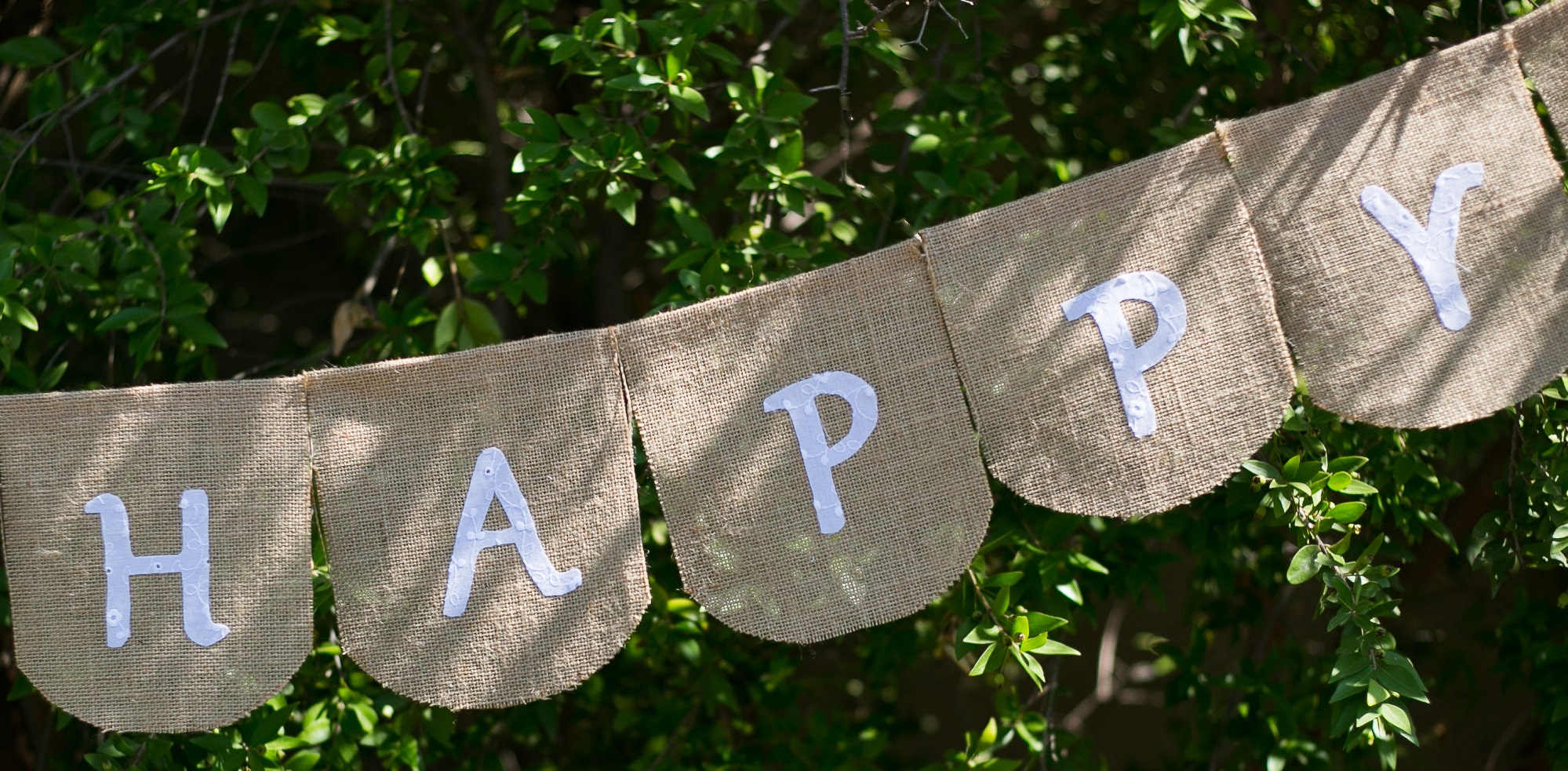 Happy Birthday Banner With White Flowers and Yellow Ribbons - Etsy