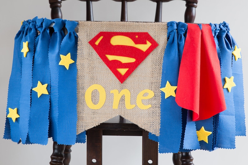 Superman Baby Banner With Blue Ribbons With Stars And Red Cape Etsy