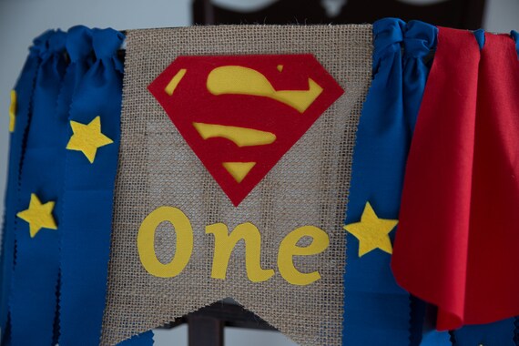 Superhero Birthday Highchair Banner Superman First Birthday Etsy