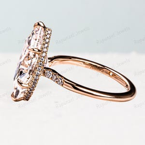 14K Gold Hidden Halo Marquise Moissanite Ring Engagement Ring Wedding Ring Promise Ring Solitaire Ring Diamond Ring Anniversary Gift For Her