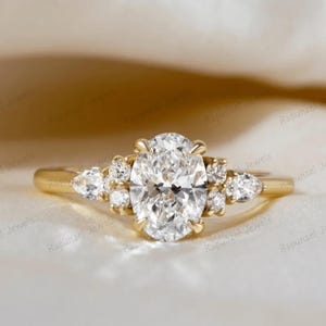 14K Gold Engagement Ring Oval Moissanite Ring Vintage Solitaire Ring Diamond Ring Vintage Wedding Ring Anniversary Gift For Her Bridal Ring