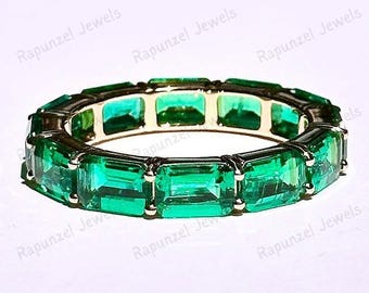 14K Gold Full Eternity Band Emerald Eternity Band Emerald Band Wedding Band Full Eternity Band Bridal Band Engagement Ring Gift For Her