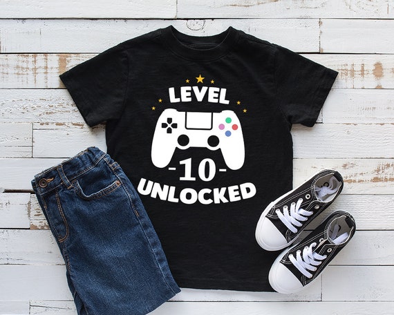 Video Game Birthday Any Age Level 10 Unlocked Level Up Gamer Birthday Shirt