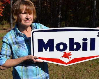 Old Style Mobil Oil Pegasus Horse Sign Thick Steel USA Made