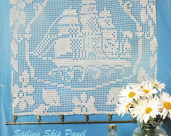 Painel de veleiro vintage em crochê filé (PDF)