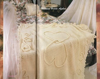 Padrão de crochê vintage para manta de casamento com corações (PDF)