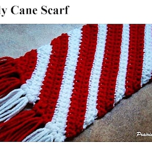 Candy Cane Christmas Scarf vintage crochet pdf pattern easy