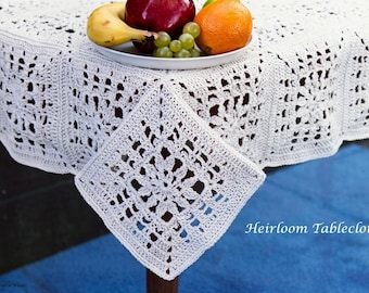 Toalha de mesa vintage de herança em crochê (PDF)