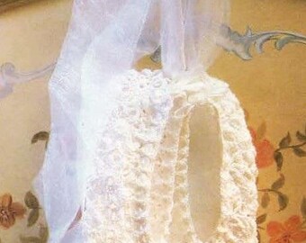 Padrão de crochê vintage para sapatilhas de noiva em PDF