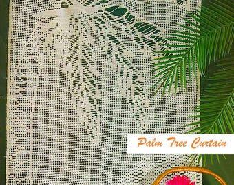 Padrão em PDF de cortina de palmeiras em crochê vintage