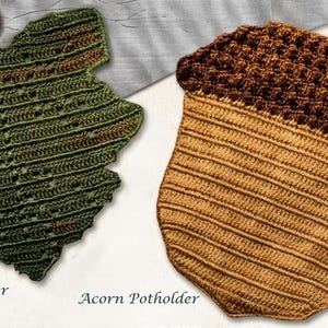 Maple Sugar Graham Cracker Leaf Tree and Acorn Vintage Crochet Potholder Patterns with Recipe