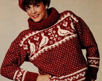 Padrão em PDF para suéter de tricô Partridge Pullover and Cap