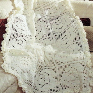 Patrón de ganchillo vintage para manta de rosas de boda (PDF fácil)