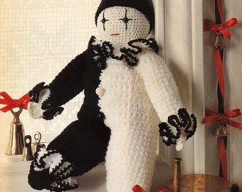 Padrão original em PDF de crochê vintage de palhaço clássico de 1990