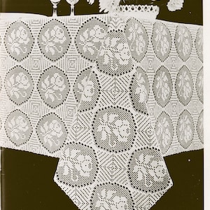 Rosetón Mantel Vintage Patrón de Ganchillo PDF 1963