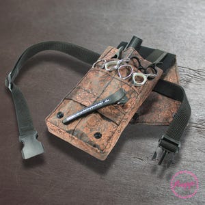 XS Friseurtasche im Design Ornamente Braun Friseurwerkzeugtasche Friseurscherentasche Friseurgürteltasche Friseurgeschenk Friseurin