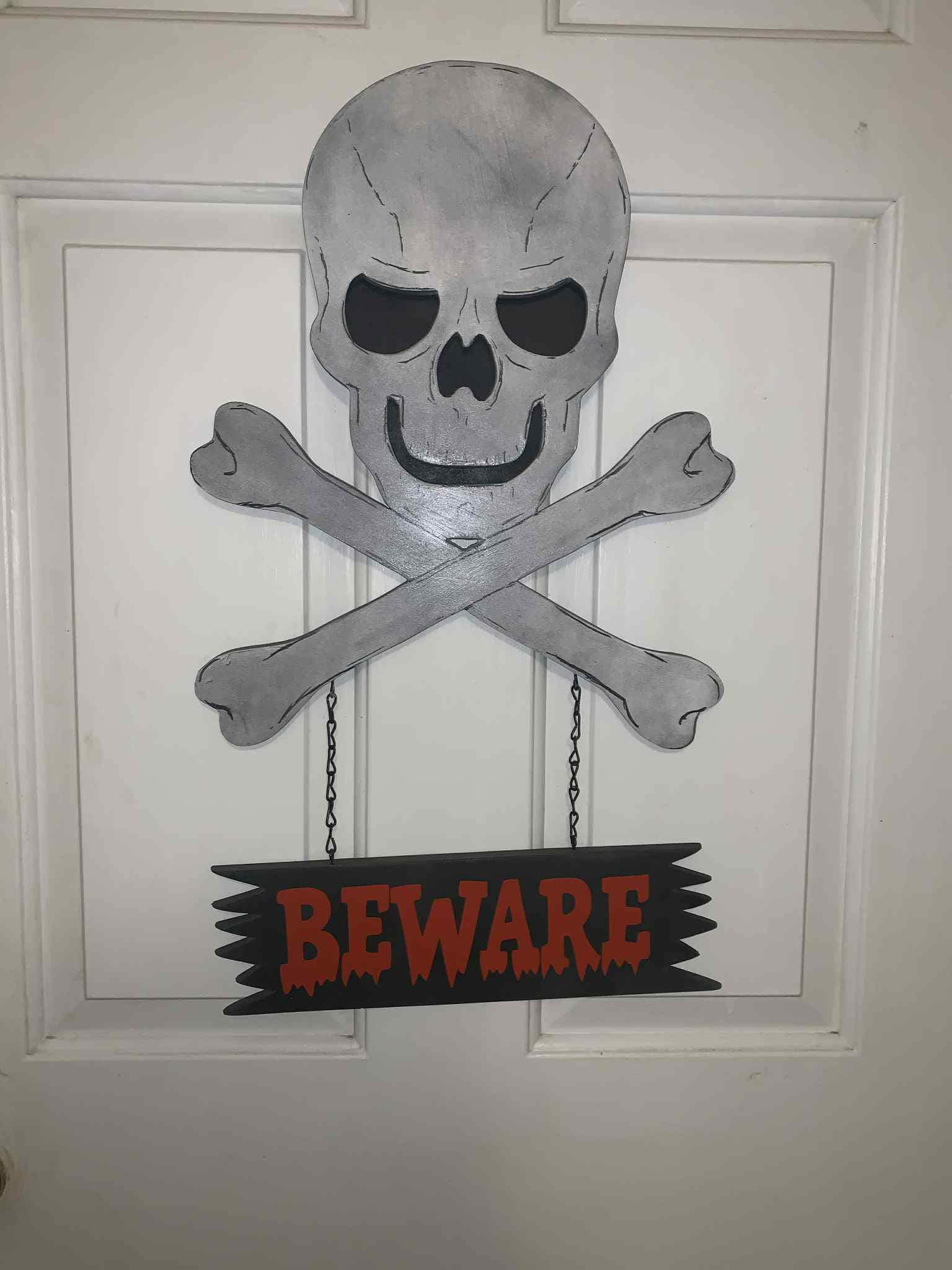 Skull Cross Bones Beware Sign - Etsy