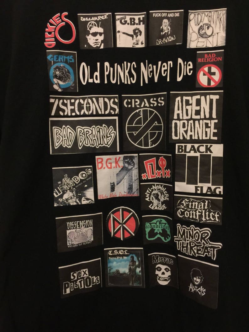 Tshirt Old Punks Never Die Multiple Punk Bands Old School Tshirt Old Punks Never Die Multiple Punk Bands Old School