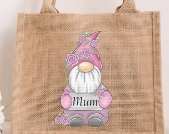 Mum Gonk JUTE bag. Mum Mom Mam Birthday Present Mothers Day Gift Reusable gift Eco Friendly lunch Bag life gonk lover lunch bag shopping bag