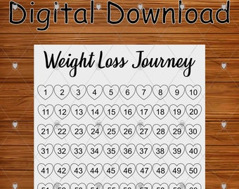 100kg 100lb Weight loss digital download. Weight chart print at home. pdf weight tracker track pounds kg printable instant commercial use